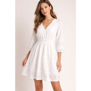 GAP White Boho Eyelet Embroidered Cotton Dress – Small